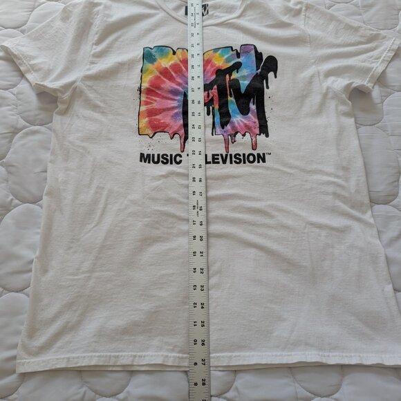 MTV music television tie dye on white t-shirt Large EUC - Picture 7 of 9